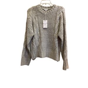 Splendid Cella Jane Collab Heather Gray Cable Knit Sweater sz S